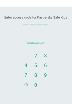 Okno żądania kodu dostępu w Kaspersky Safe Kids na urządzeniu rodzica