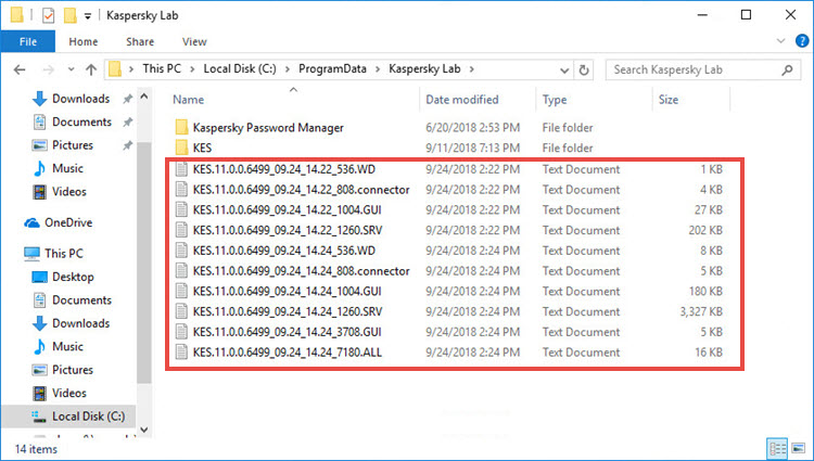 Pliki śledzenia w Kaspersky Endpoint Security 11.x for Windows