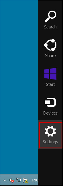 Otwieranie okna „Ustawienia” w systemie Windows 8, 8.1.