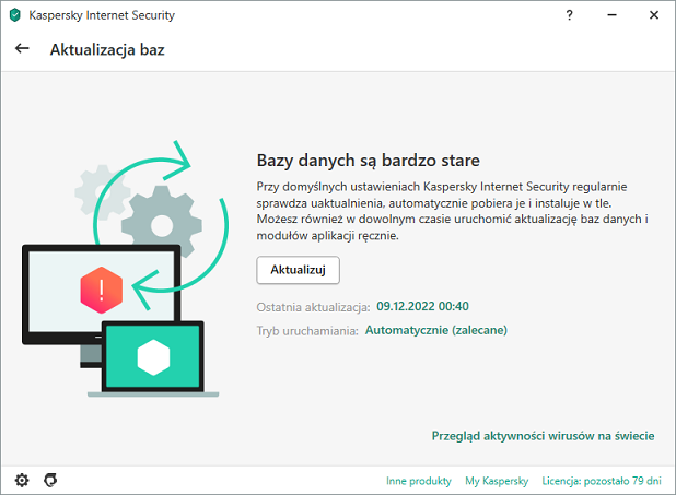 Błąd „Bazy danych są uszkodzone” w aplikacji Kaspersky