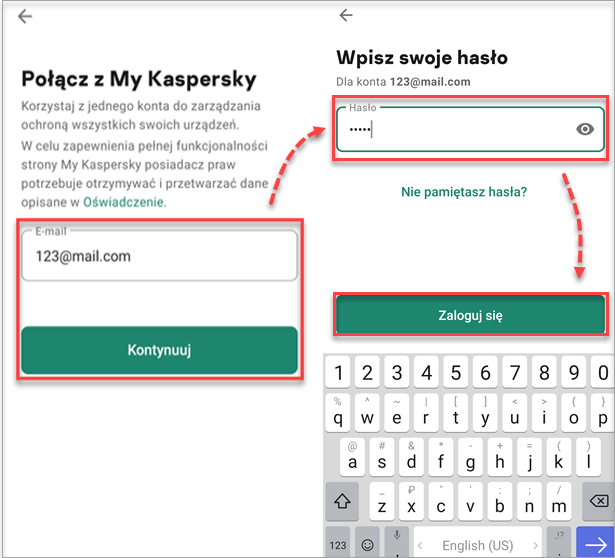 Connecting Kaspersky Secure Connection for Android to My Kaspersky