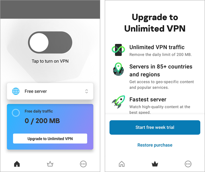Przywracanie zakupu w Kaspersky VPN Secure Connection for Android