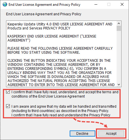 Okno License agreement and Privacy policy