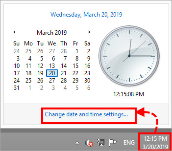 Przejście do ustawień daty i godziny w systemie Windows 8, 8.1