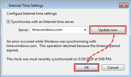 Dostosowywanie daty i godziny przez Internet w systemie Windows Vista / Windows 7