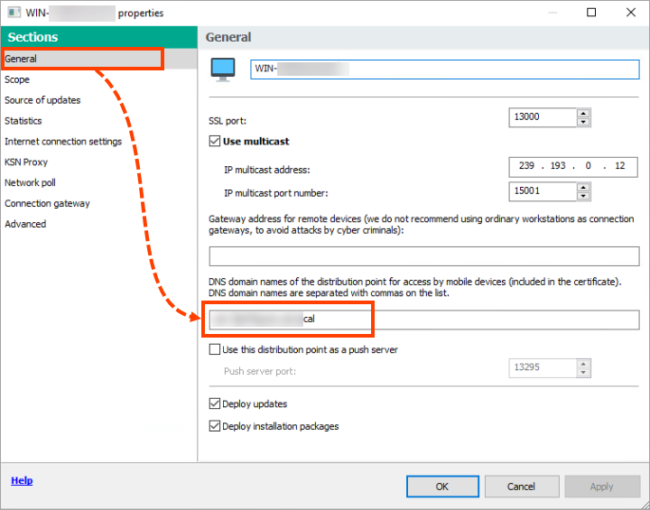 Seguindo para Geral e especificando um endereço público do gateway.