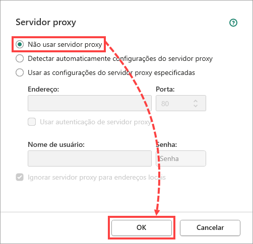 Como desativar o uso do servidor proxy em produtos da Kaspersky