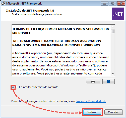 Instalando o Microsoft .Net Framework