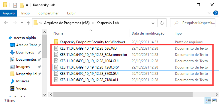 Arquivos de rastreamento no Kaspersky Endpoint Security 11.x for Windows