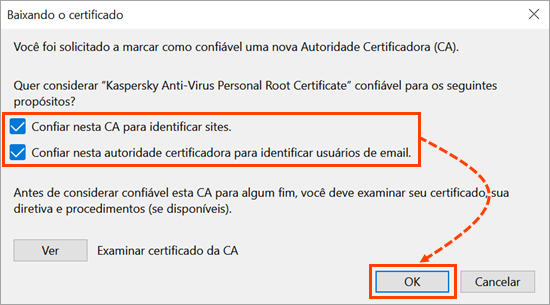Importação do certificado de raiz para o certificado de armazenamento do Mozilla Firefox