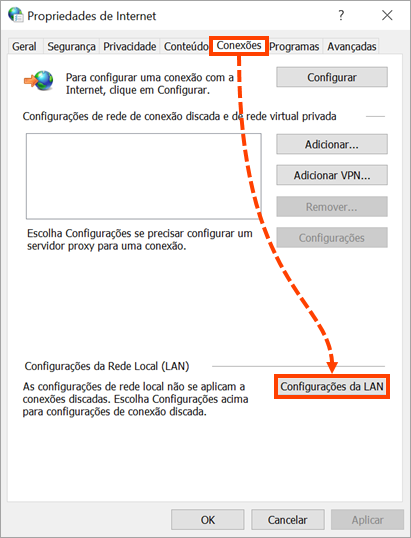 Configurar a conexão do Servidor Proxy