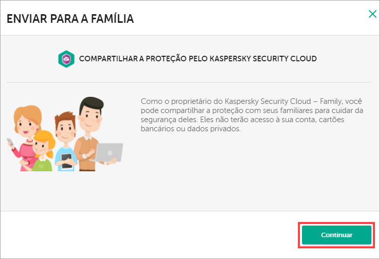 Compartilhando a assinatura do Kaspersky Security Cloud