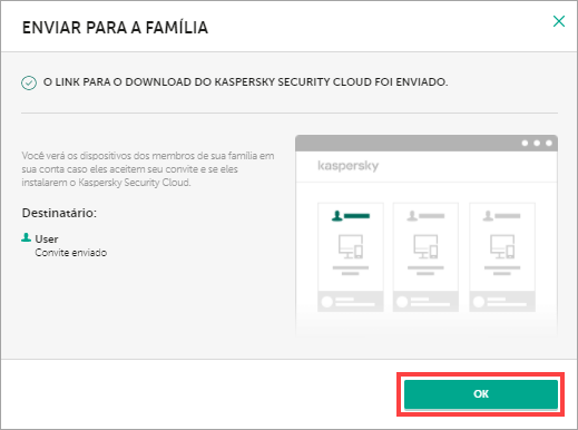Uma assinatura do Kaspersky Security Cloud foi enviada