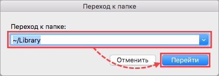 Переход к папке «Библиотеки» в mac OS (OS X)