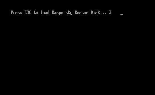Сообщение при загрузке Kaspersky Rescue Disk