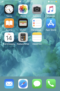 Главный экран устройства под iOS