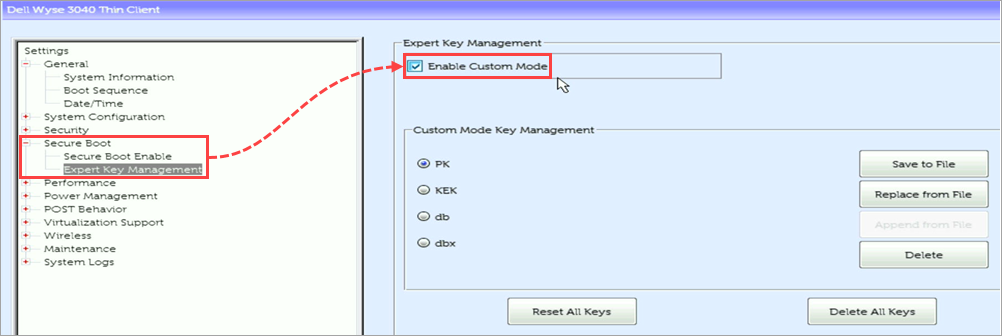 Переход в раздел Expert Key Management и включение Custom Mode Переход в раздел Expert Key Management и включение Custom Mode.