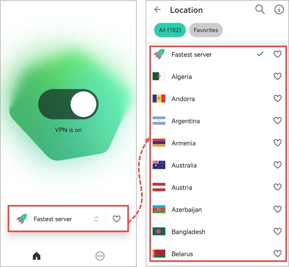 Kaspersky VPN Secure Connection güvenli bağlantı etkinleştirildiğinde ...