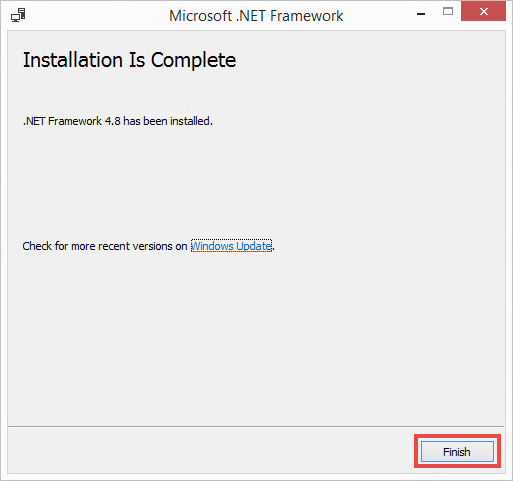 完成 Microsoft .Net Framework 的安装