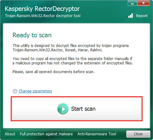 使用 RectorDecryptor 开始扫描。