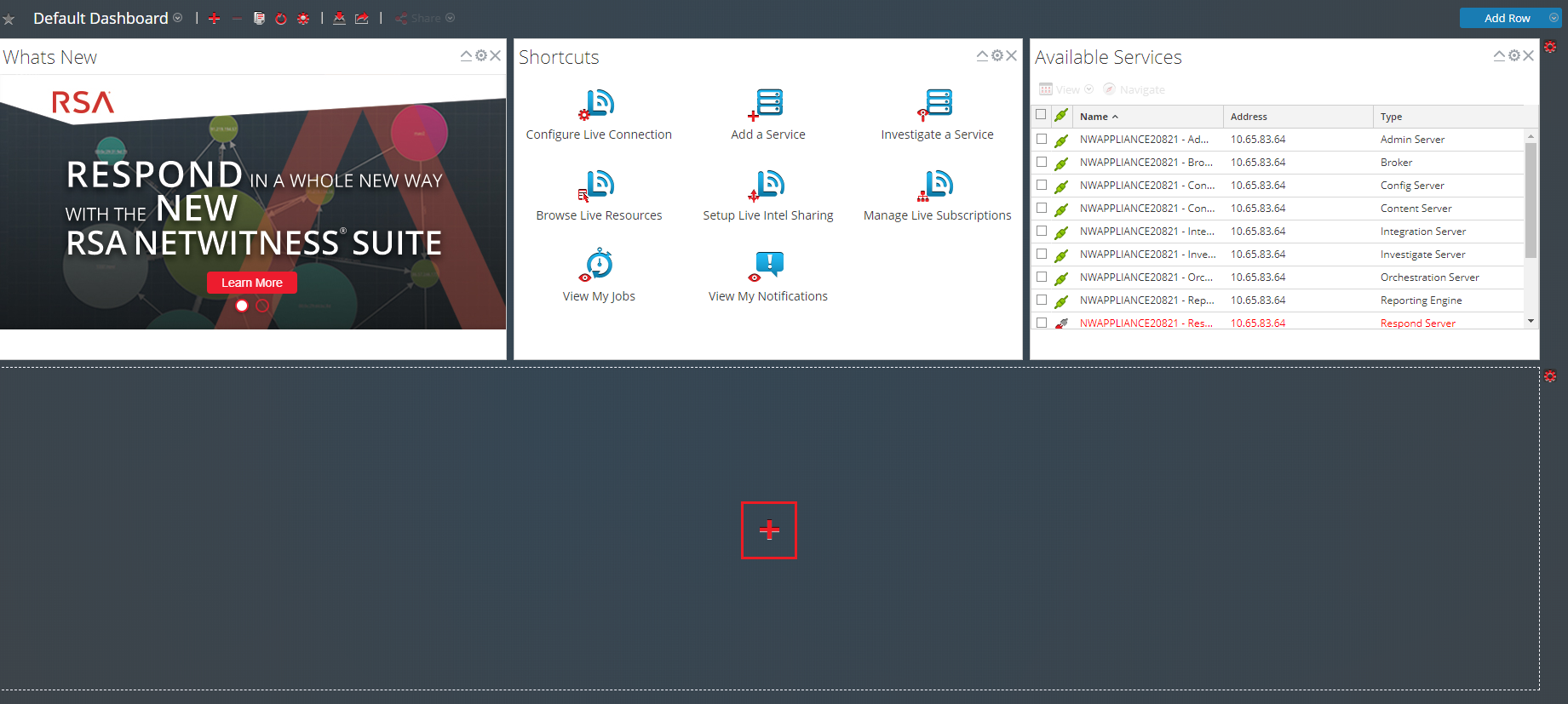 Creating a dashboard