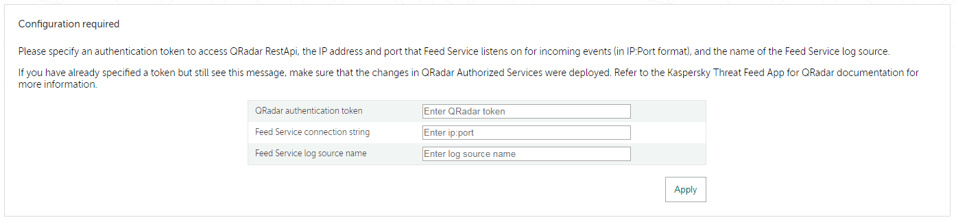 Step 9 (optional). Installing Kaspersky Threat Feed App