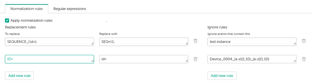 Adding normalization rules