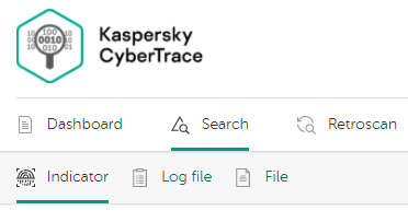 Вкладка Search → Indicator в CyberTrace.