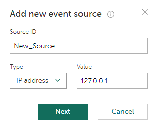 Add new event source window.