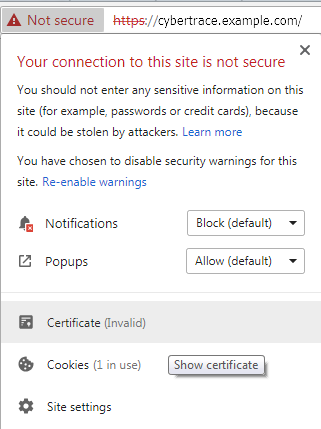 Connection not secure error message.