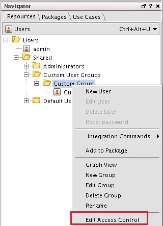 Edit Access Control menu item in ArcSight.