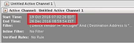 Setting the time interval in ArcSight.