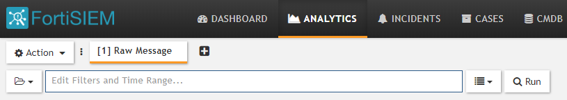 Analytics tab in FortiSIEM.
