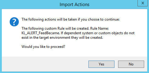 Import Actions window in LogRhythm.