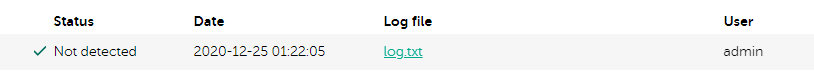 Log file search request history in CyberTrace.