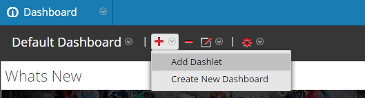 Add Dashlet menu item in RSA NetWitness.