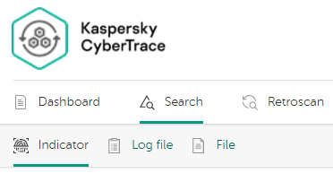 Search → Indicator tab in CyberTrace.