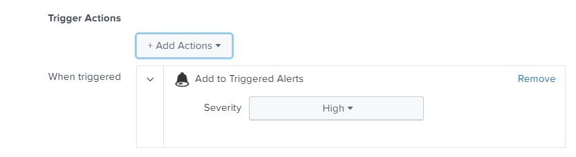 Trigger Actions section in Splunk.