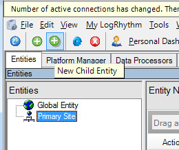 Кнопка New Child Entity (плюс) в LogRhythm.