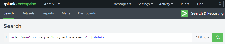Removing Kaspersky CyberTrace objects (Splunk)