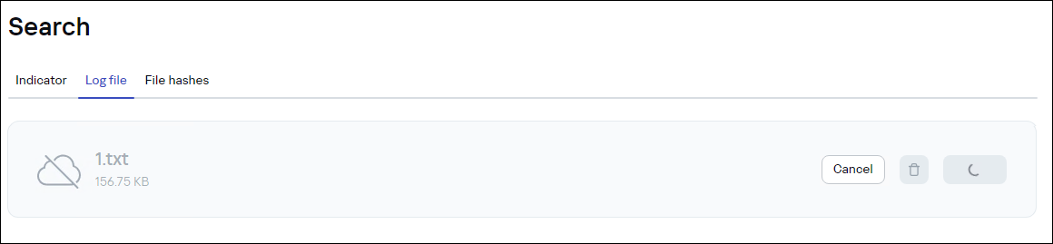 Страница поиска в CyberTrace. Кнопка Cancel.