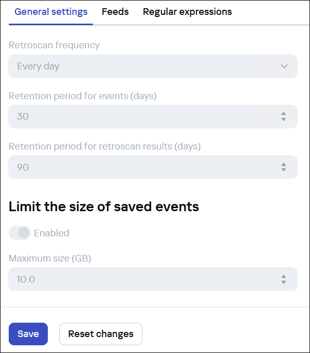 Retrospective scan settings