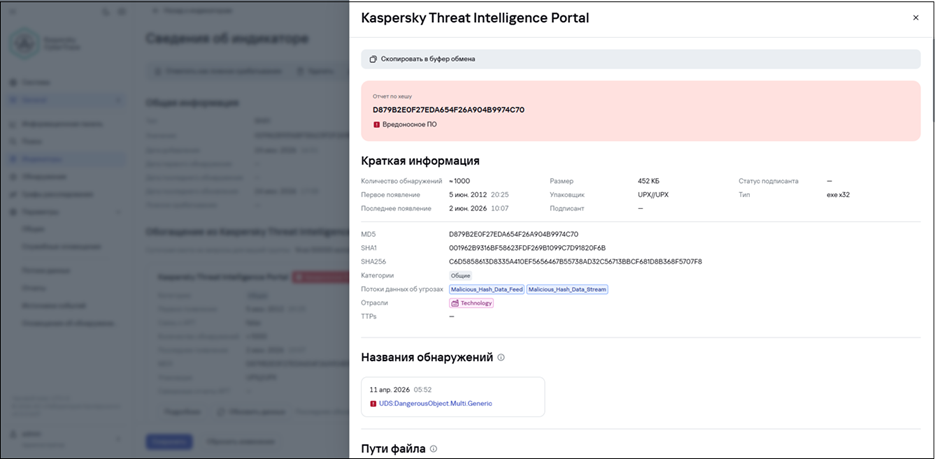 Снимок экрана с боковой панелью обогащенного индикатора.