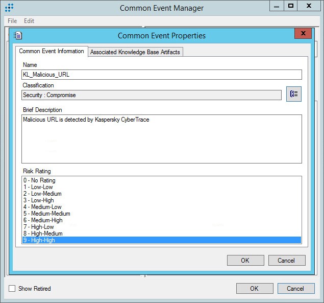 Окно Custom Event Properties в LogRhythm.