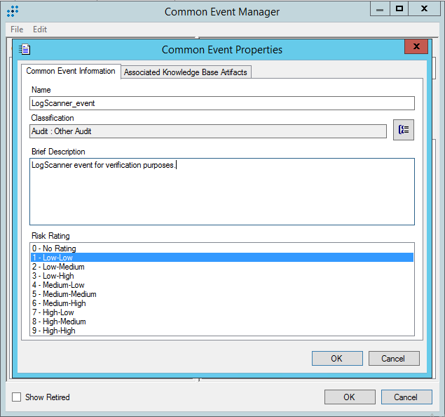 Окно Custom Event Properties в LogRhythm.
