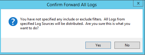 Окно Confirm Forward All Logs журналов в LogRhythm.