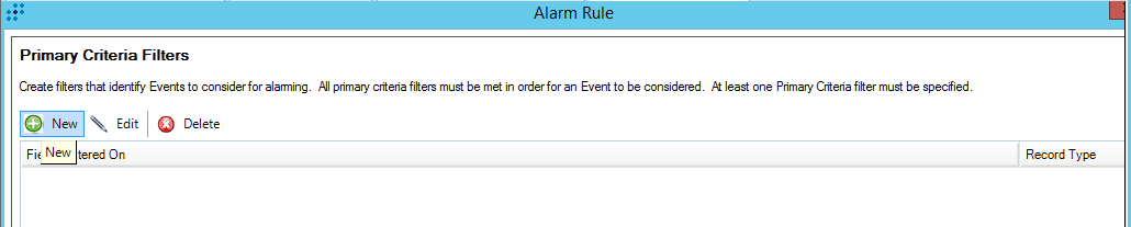 Окно Alarm Rules в LogRhythm. Primary Criteria Filters.