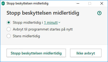 Midlertidig avbrudd av beskyttelse