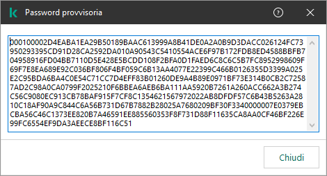 Una finestra con una password provvisoria.