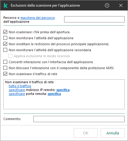 Una finestra con un campo in cui è possibile inserire il percorso di un file o di una cartella. È possibile utilizzare maschere.